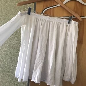 Urban Outfitters Off the Shoulder White Flowey Top